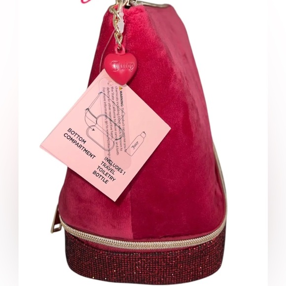 NWT juicy Courture xxl cosmetic dual compartment bag top & zip around bottom - Picture 2 of 3